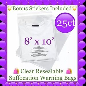25ct ~ 8x10’ Clear Poly Bags Boutique Quality 🟣🆕🟣 W/Free Thank You Stick…